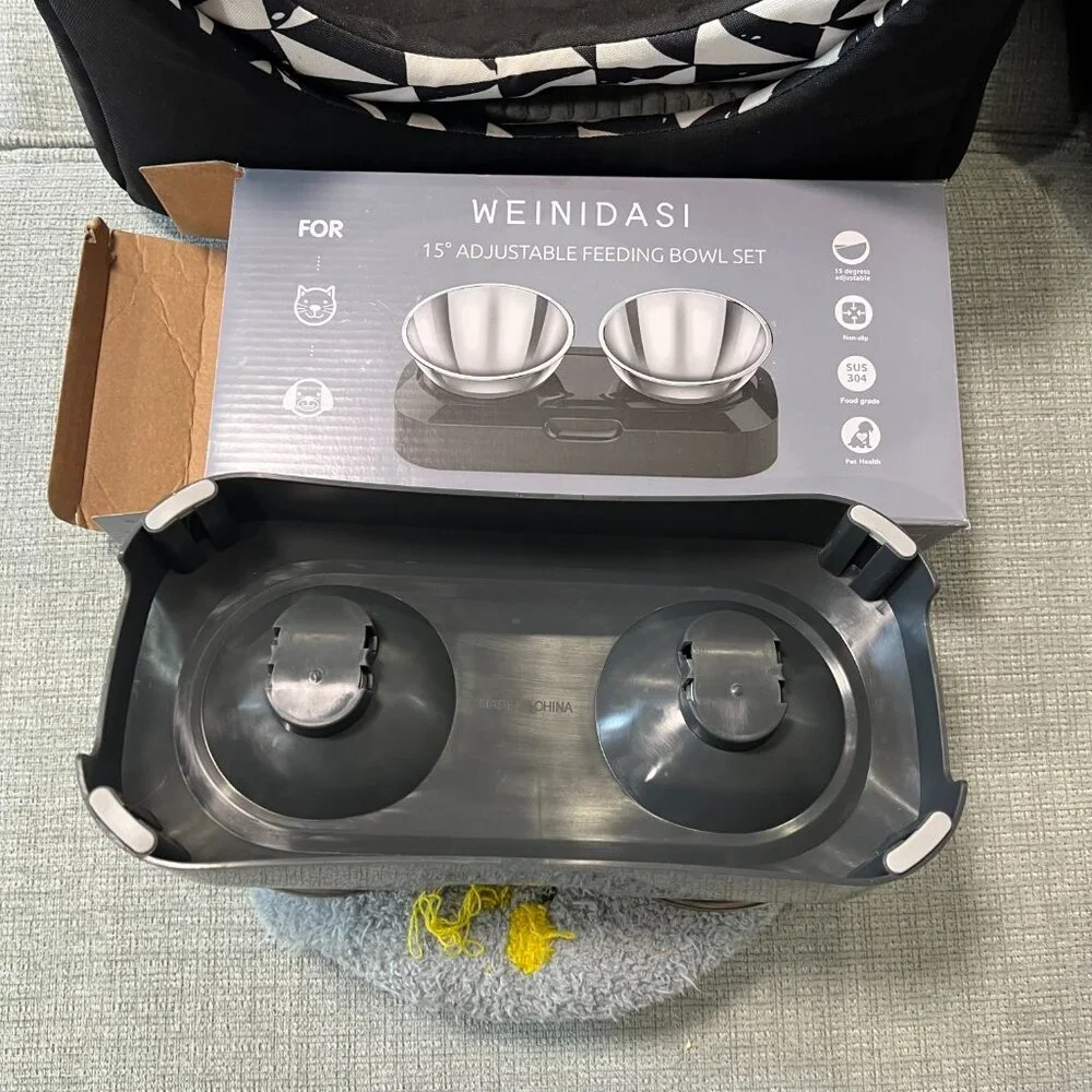 Cat house/bed reversible Accessory Bundle - Elevated cat Bowls stainless steel